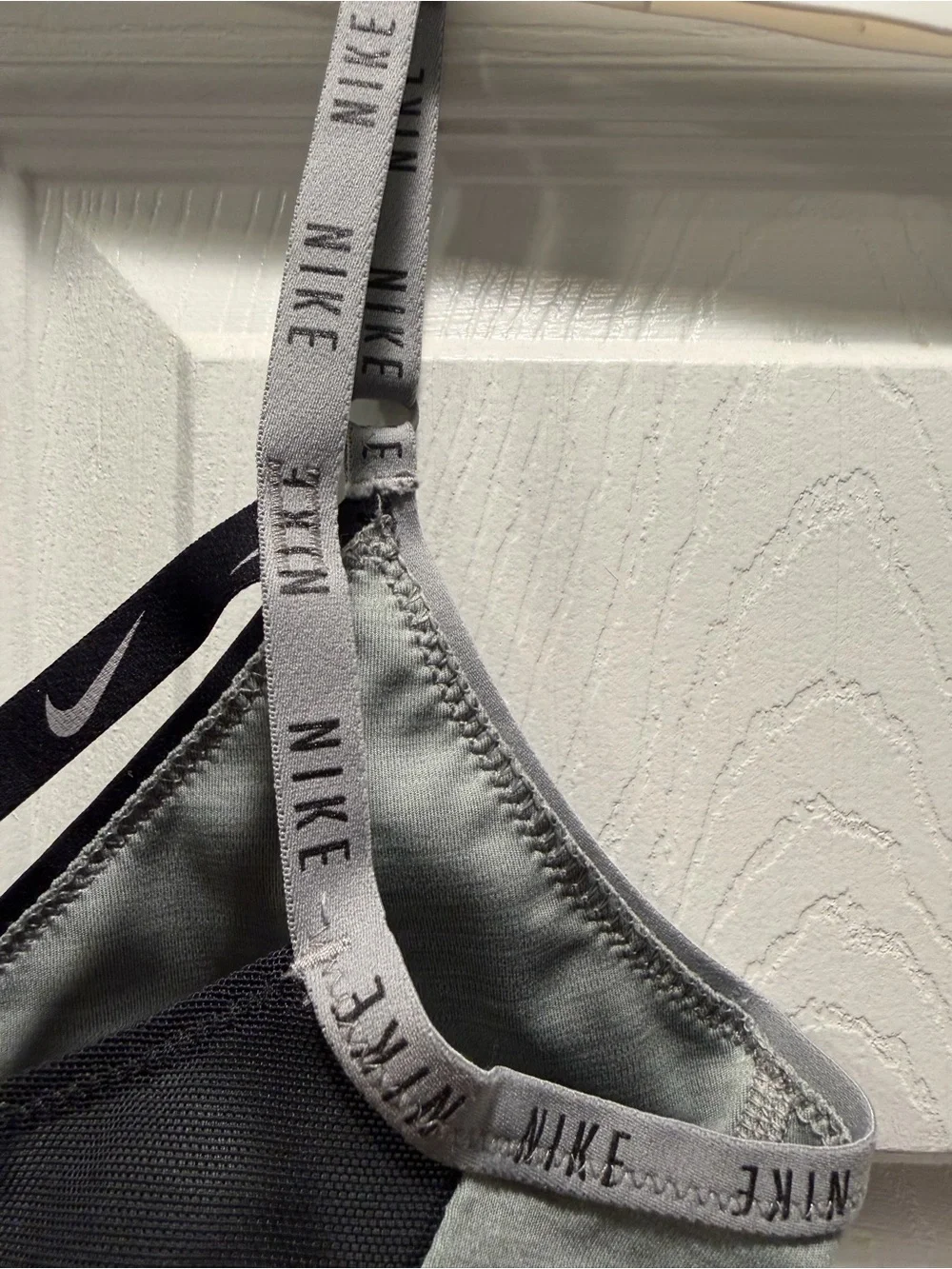 Nike Light Gray & Black Strappy Sports Bra